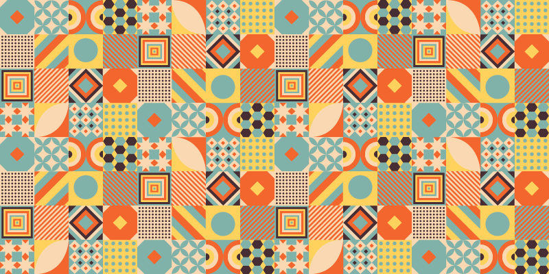 Alfombra de vinilo geométrica concepto de mosaico animado - TenVinilo