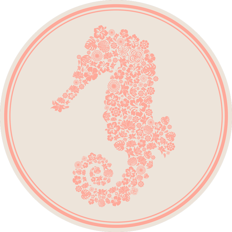 Alfombra vinílica flores diseño floral de caballito de mar - TenVinilo