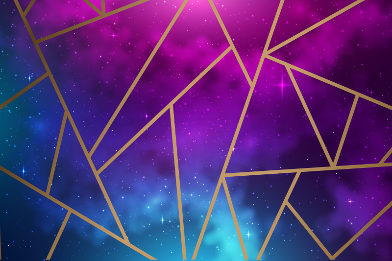 Alfombra de vinilo geométrica patrón cósmico azul y morado - TenVinilo