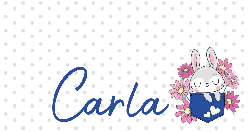 Alfombra vinílica infantil conejito gris con nombre - TenVinilo