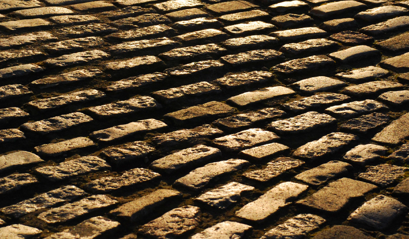 Alfombra vinílica textura piedra camino adoquinado - TenVinilo