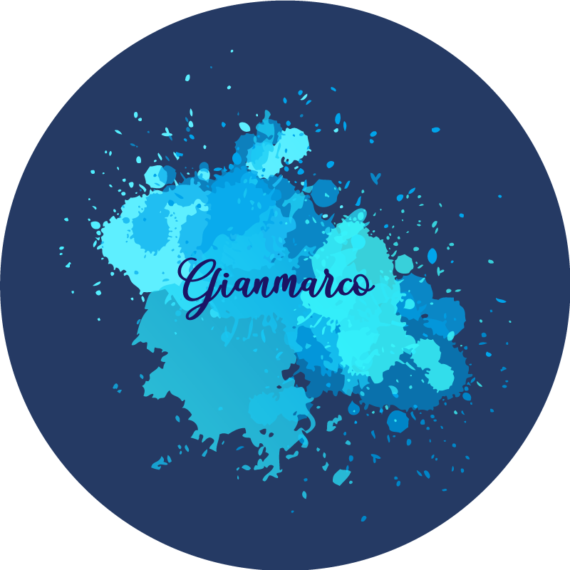 Alfombras vinílicas juvenils salpicado de azul con nombre - TenVinilo