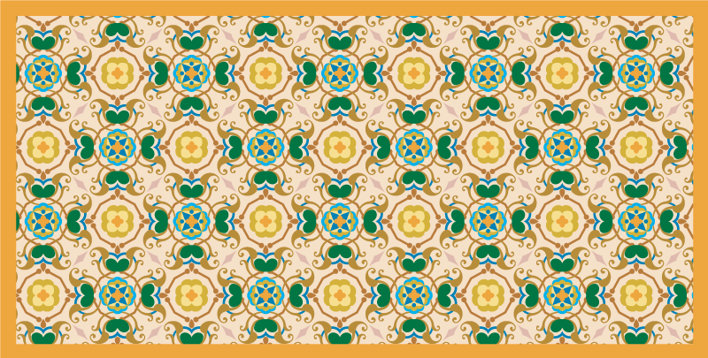 Alfombra vinílica baño adornos florales beige - TenVinilo