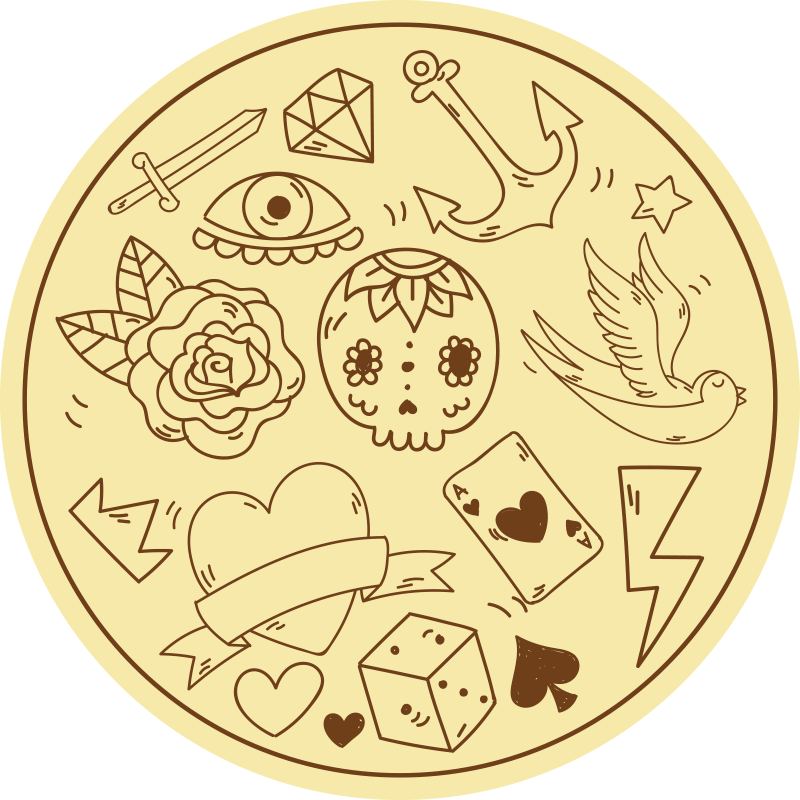 Alfombras vinílicas juvenils símbolos de tatuajes - TenVinilo