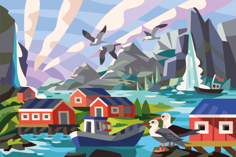 Alfombra vinílica naturaleza costa noruega - TenVinilo