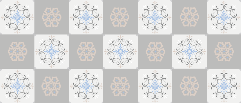 Alfombra vinílica azulejos grises de flores - TenVinilo