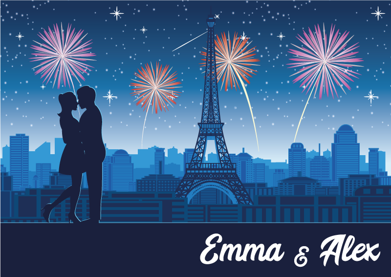 Alfombra vinílica personalizable romance parisino - TenVinilo