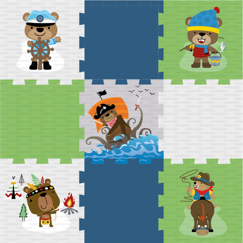 Alfombra vinílica infantil linda aventura del oso - TenVinilo