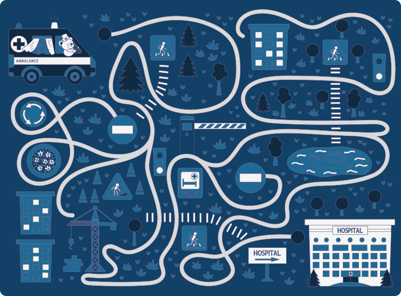 Alfombra vinílica carretera mapa azul de la ciudad - TenVinilo
