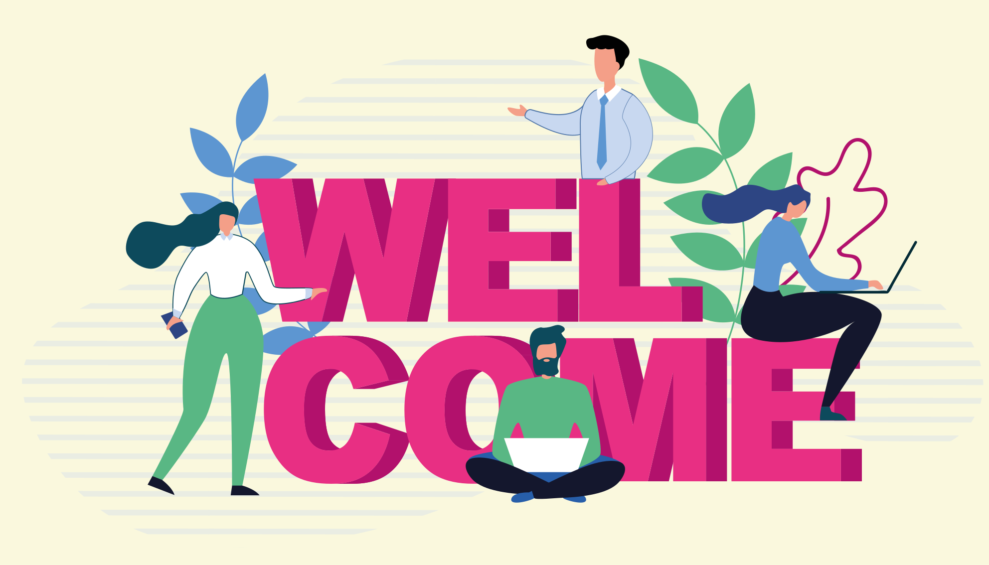 Alfombra vinilo recibidor Bienvenidos personajes de dibujos anima - TenVinilo