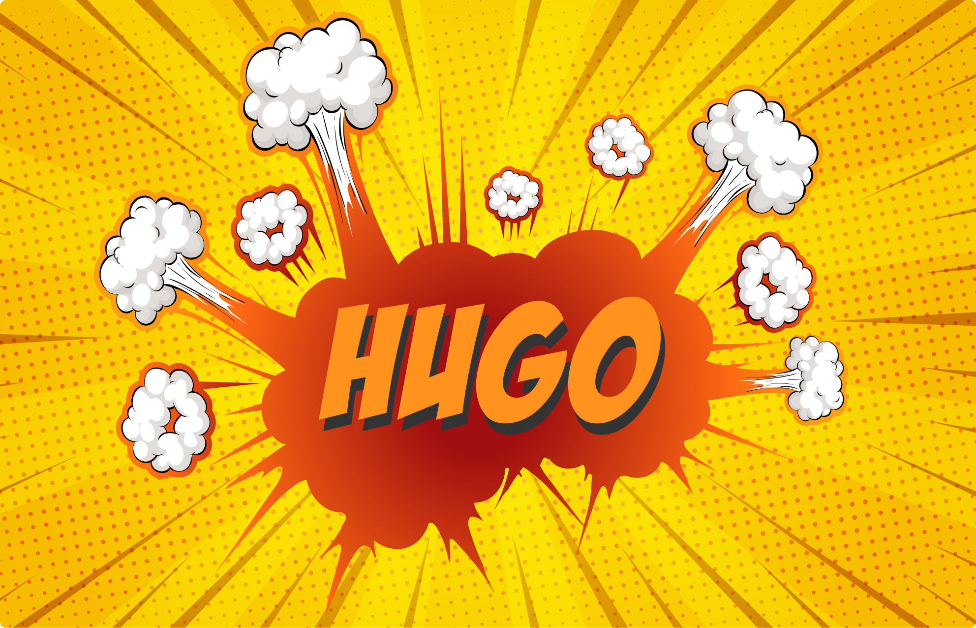 Alfombra vinílica personalizable explosión cómica con nombre - TenVinilo