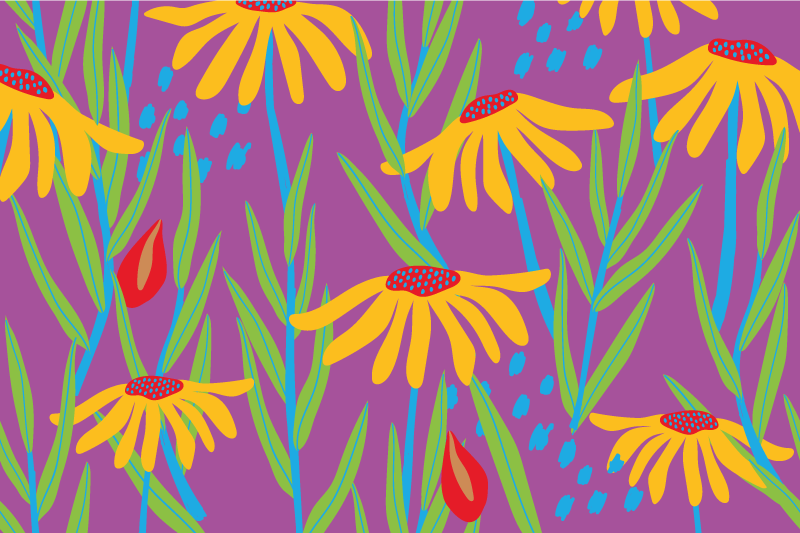 Alfombra vinílica flores arreglo botánico morado - TenVinilo