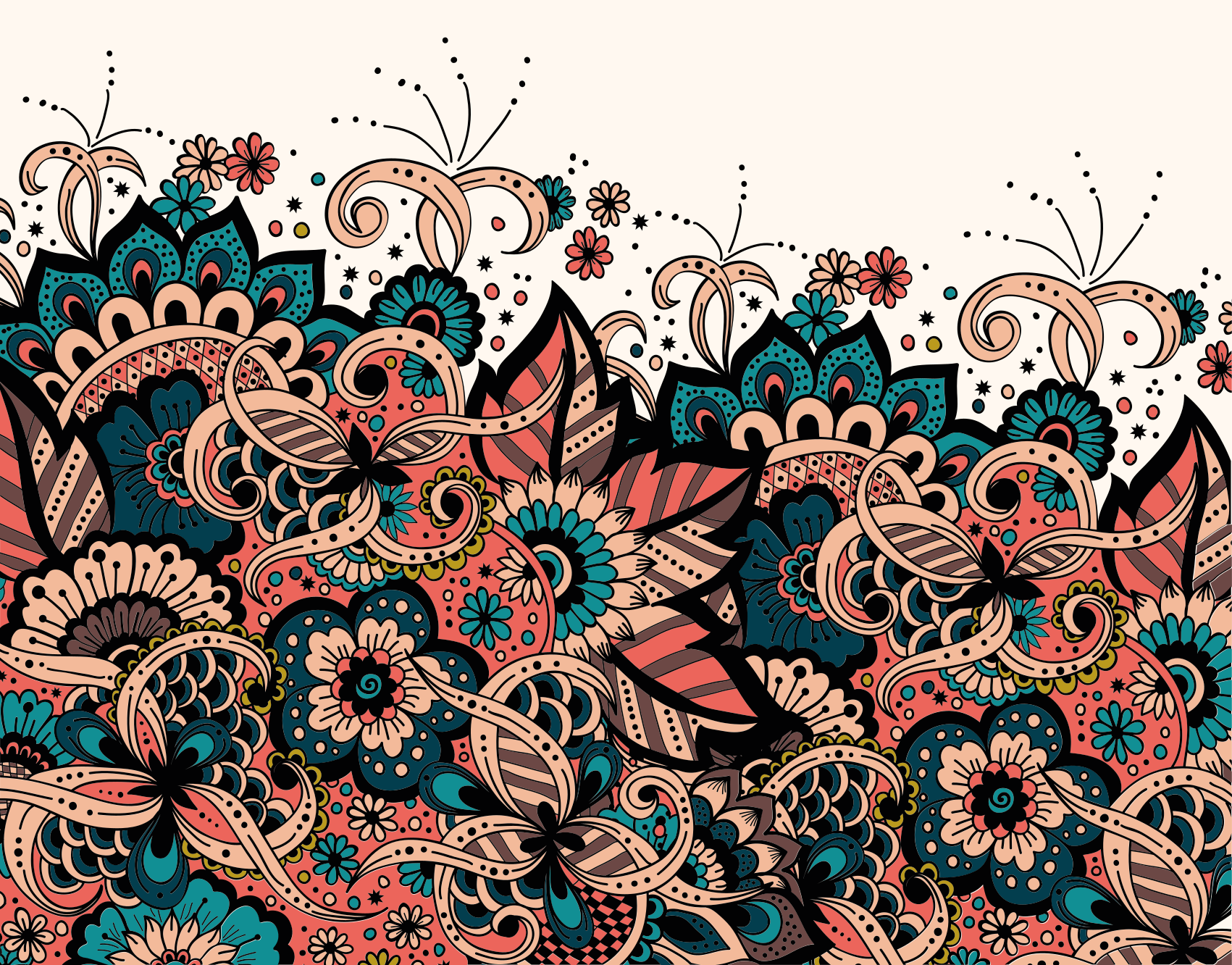 Alfombra vinílica mandala elementos florales vivos - TenVinilo