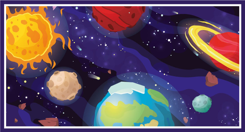 Alfombra vinílica de estrellas escena de exploración cósmica - TenVinilo