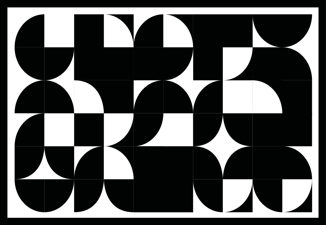 Alfombra de vinilo geométrica formas negras curvas - TenVinilo