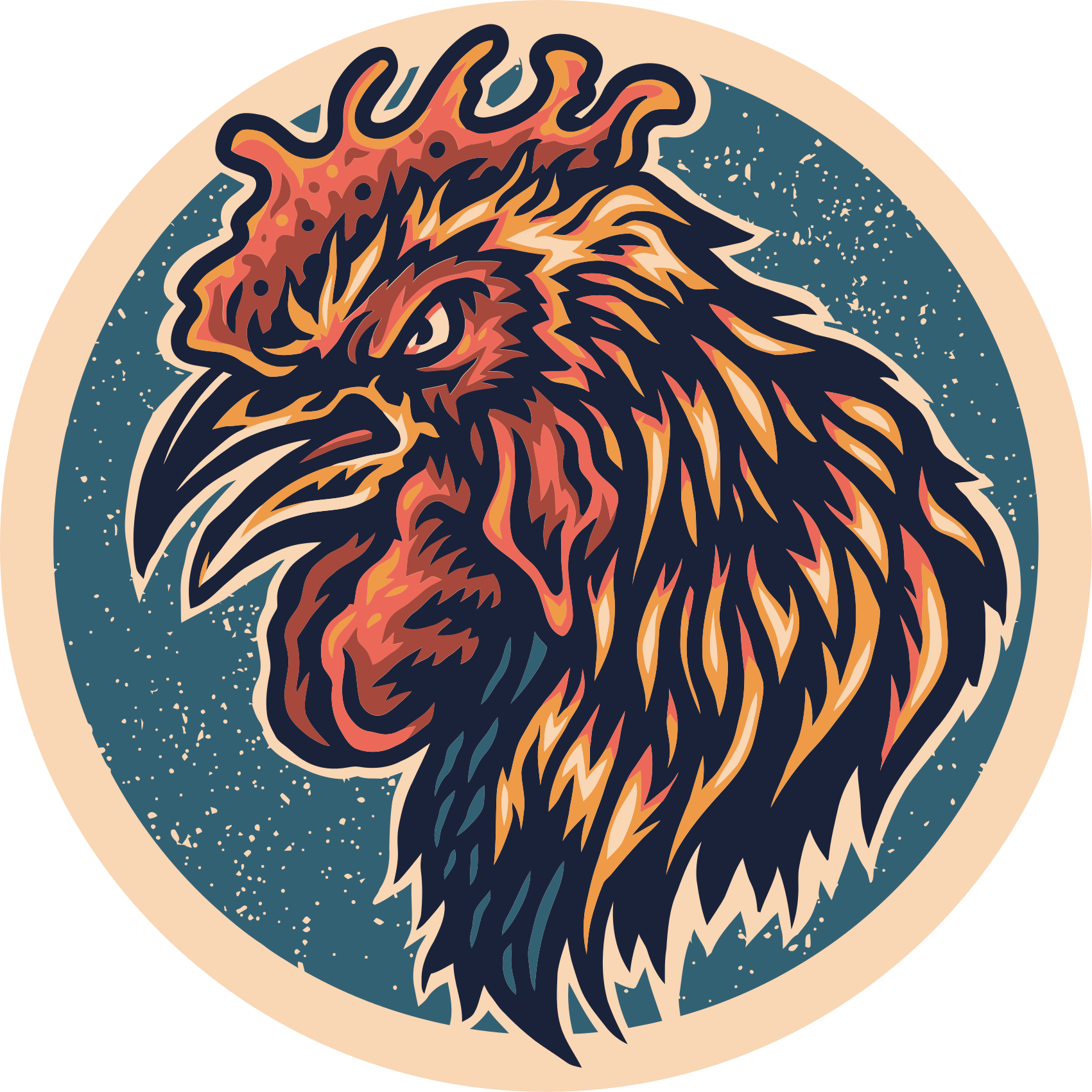 Alfombras vinílicas juvenils ilustración de cabeza de gallo - TenVinilo