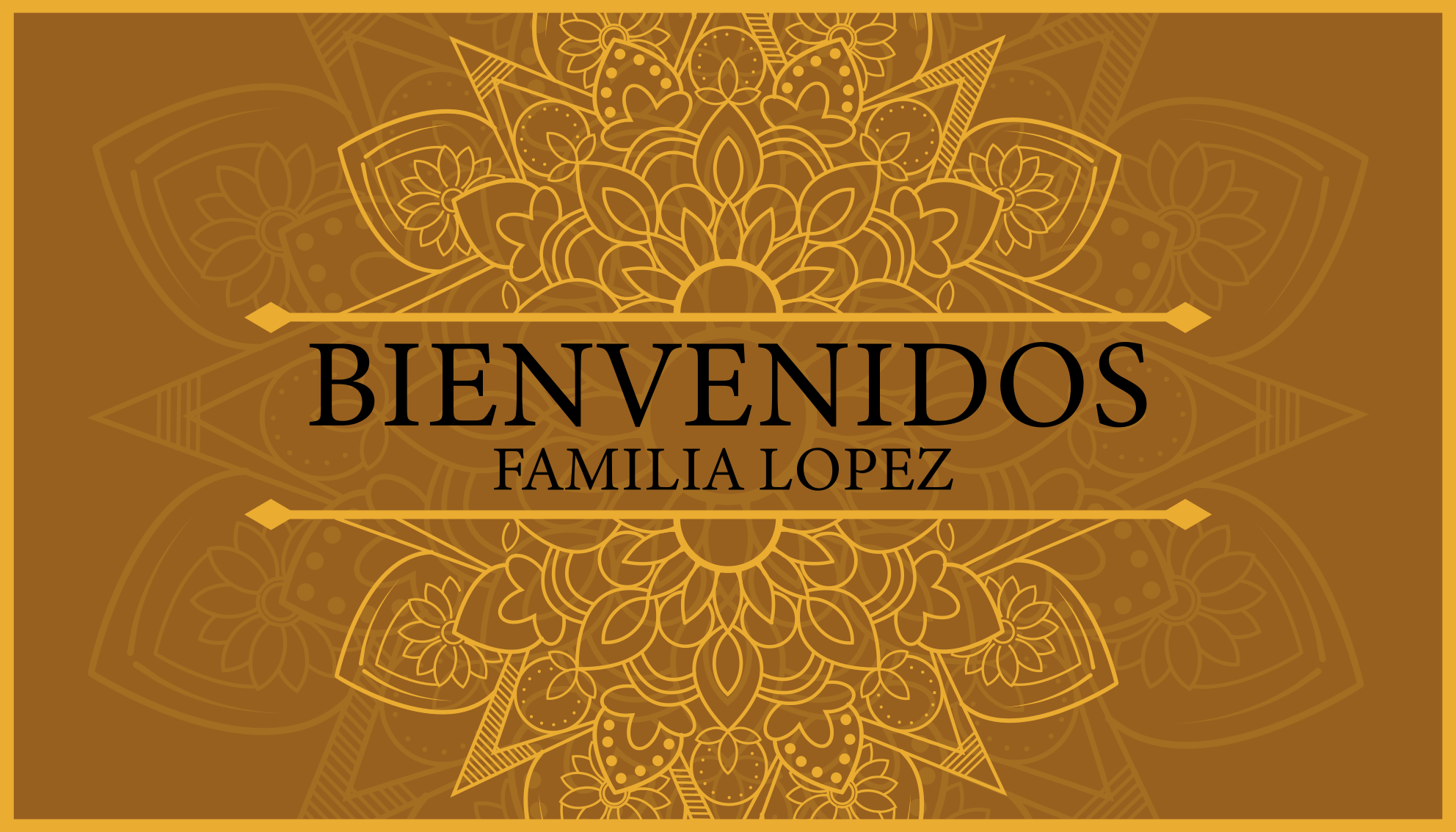 Alfombra vinílica personalizable Bienvenida mandala naranja - TenVinilo