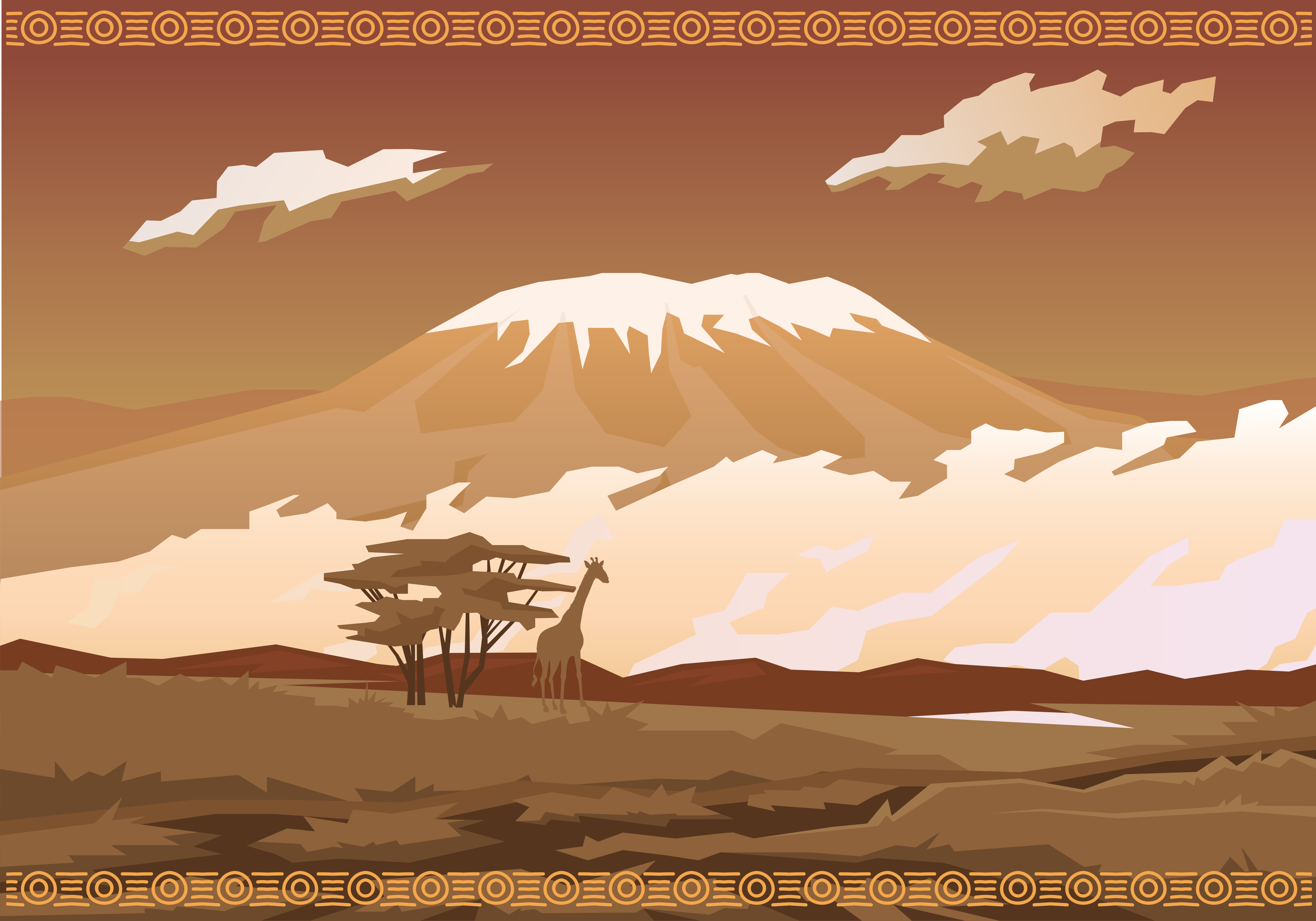 Alfombra vinílica naturaleza Kilimanjaro paisaje marrón - TenVinilo