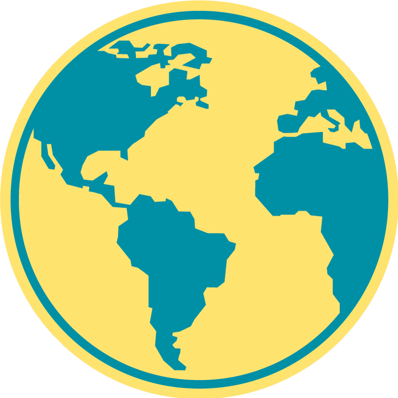 Alfombra de vinilo mapamundi Colorido globo azul y amarillo - TenVinilo