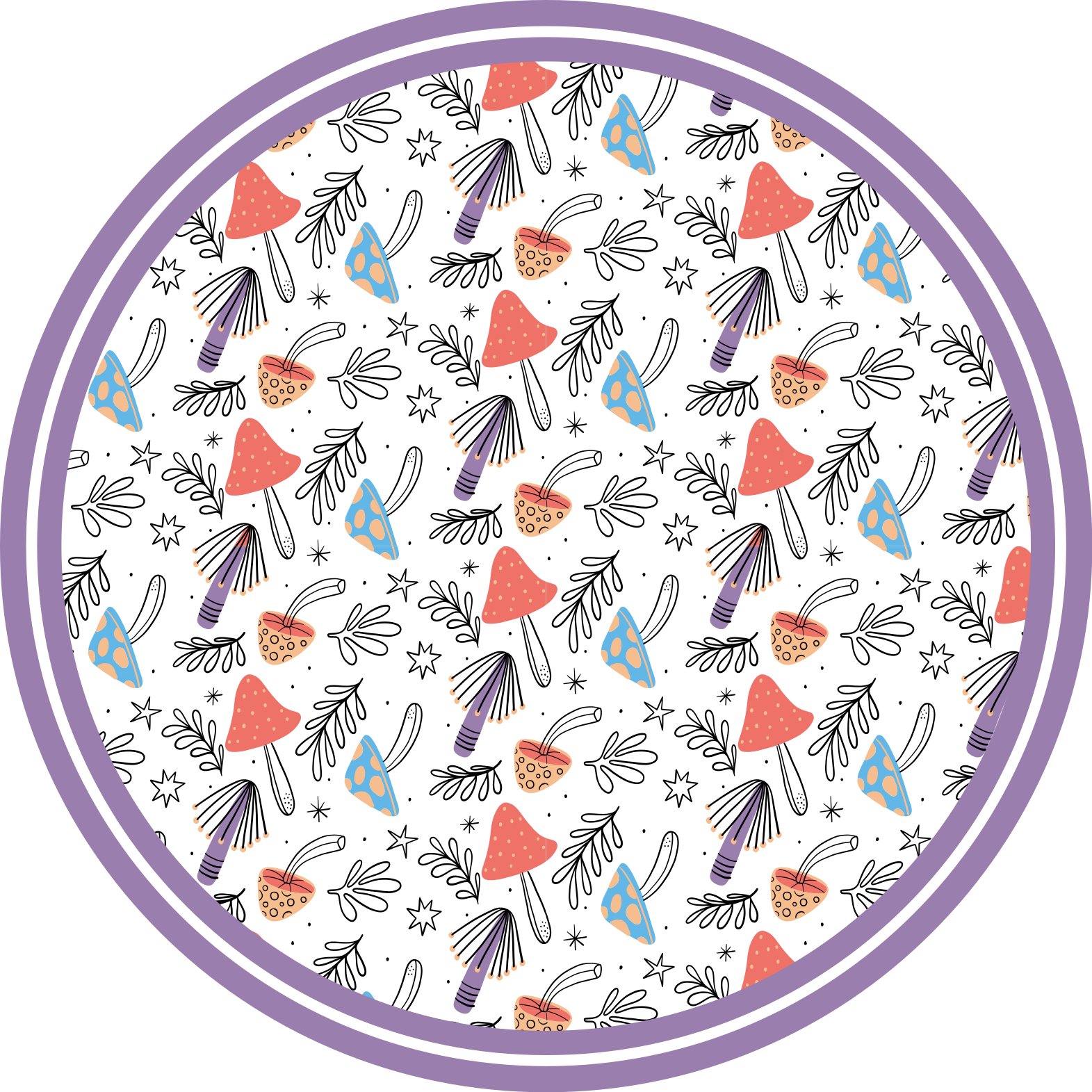 Alfombra vinílica naturaleza brotes de hongos coloridos - TenVinilo