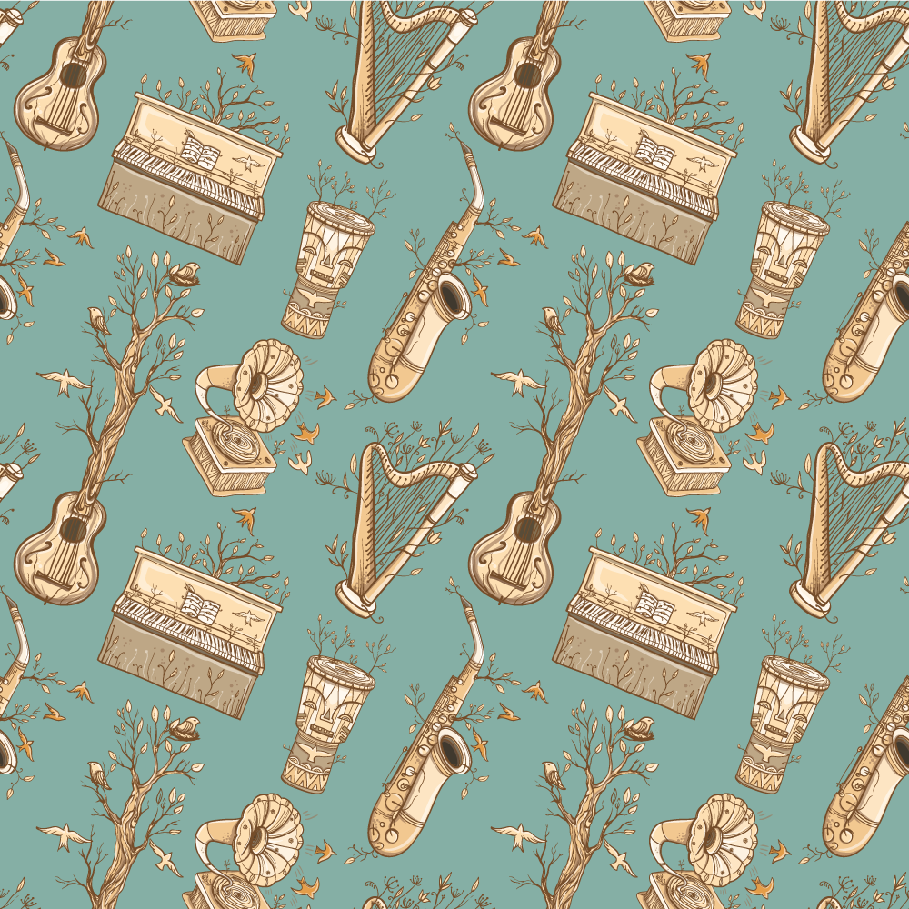 Alfombra vinílica infantil instrumentos musicales - TenVinilo