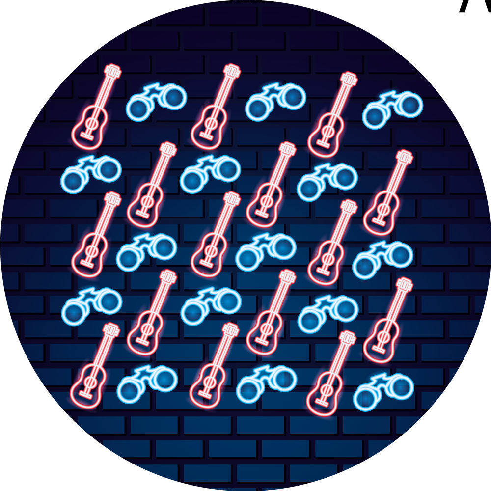 Alfombras vinílicas juvenils patrones musicales de neón - TenVinilo