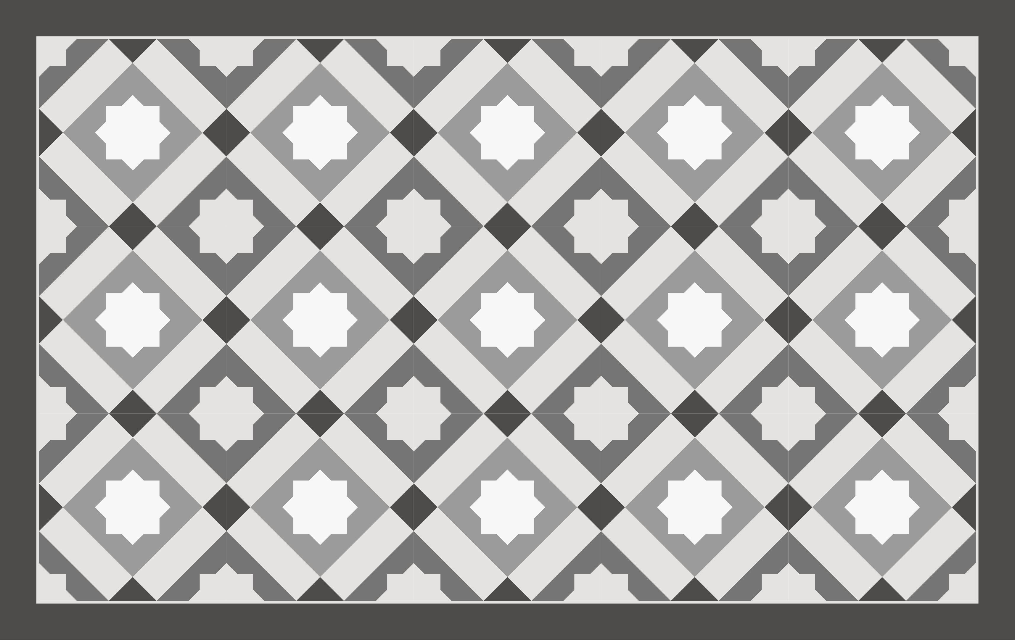 Alfombra vinílica mosaico azulejos estrellados grises - TenVinilo