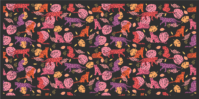 Aflombra vinílica animales Patrón de leopardo y botánico tropical - TenVinilo