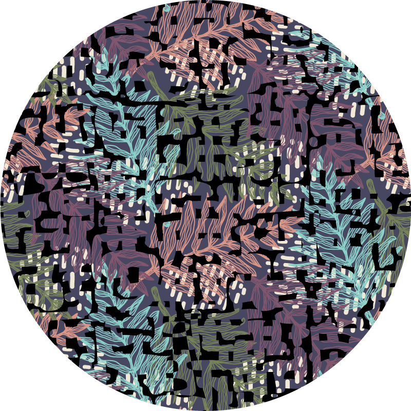 Alfombra vinílica flores elementos botánicos frondosos - TenVinilo