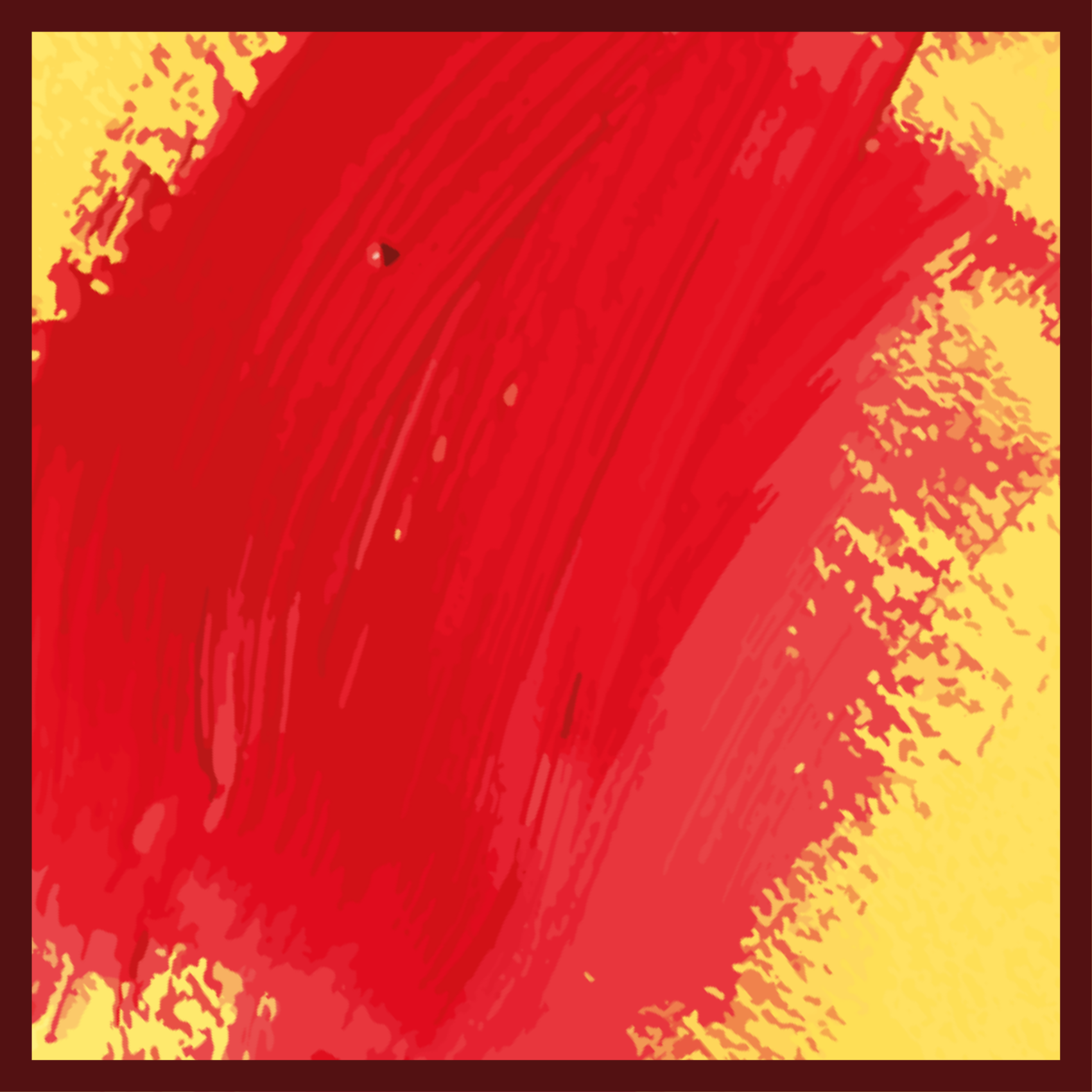 Alfombra vinilo cuadrada Pintura roja fondo amarillo - TenVinilo