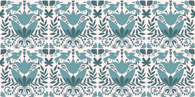 Alfombras vinílicas modernas patrón floral de pájaros - TenVinilo