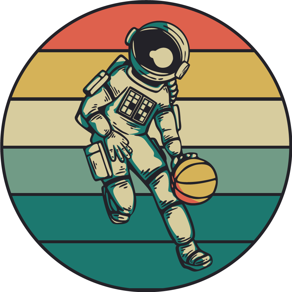 Alfombra vinílica de juegos infantil baloncesto astronauta - TenVinilo
