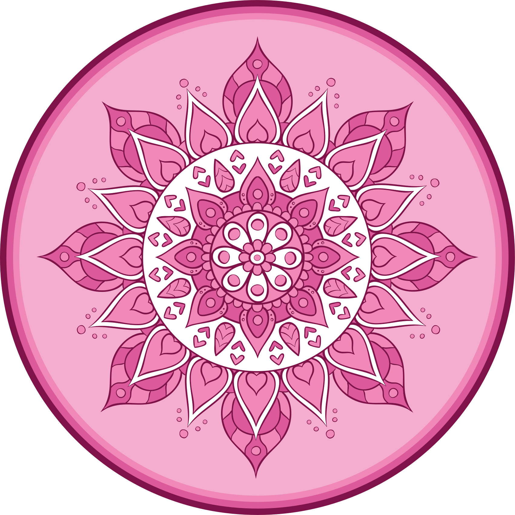 Alfombra vinílica mandala meditación floral rosa - TenVinilo
