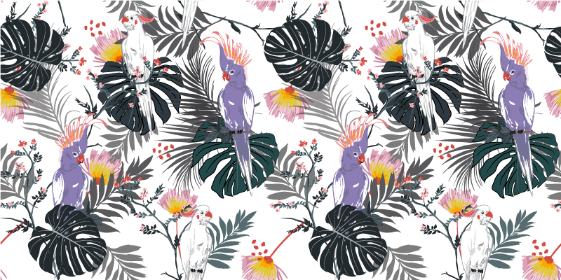 Alfombra vinílica salón arreglo de hojas tropicales - TenVinilo