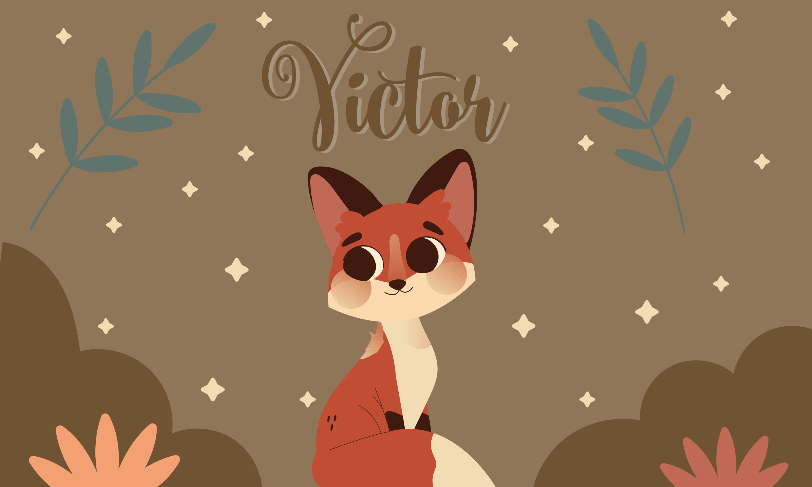 Alfombra vinílica personalizable lindo diseño de zorro - TenVinilo