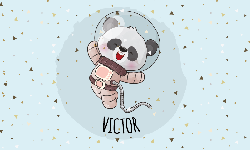 Alfombra vinílica personalizable lindo panda astronauta - TenVinilo