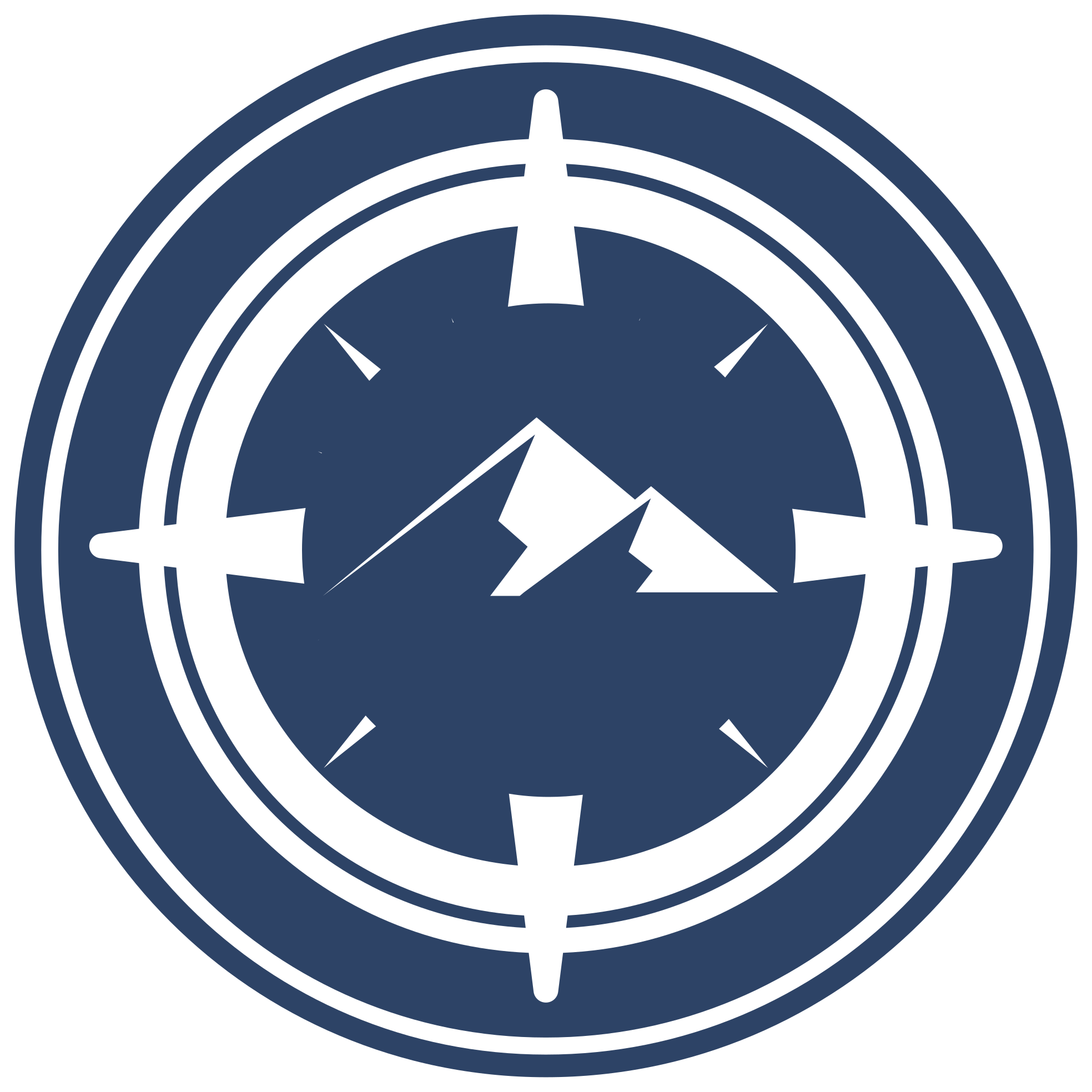 Alfombra vinílica redonda diseño de montaña con brújula - TenVinilo