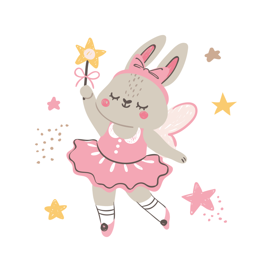 Alfombra de vinilo infantil conejo bailarín con varita - TenVinilo