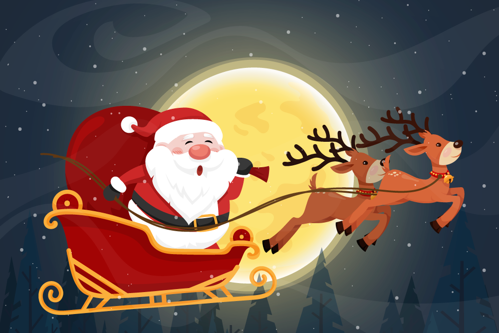 Alfombra vinílica navidad paseo en trineo de santa - TenVinilo