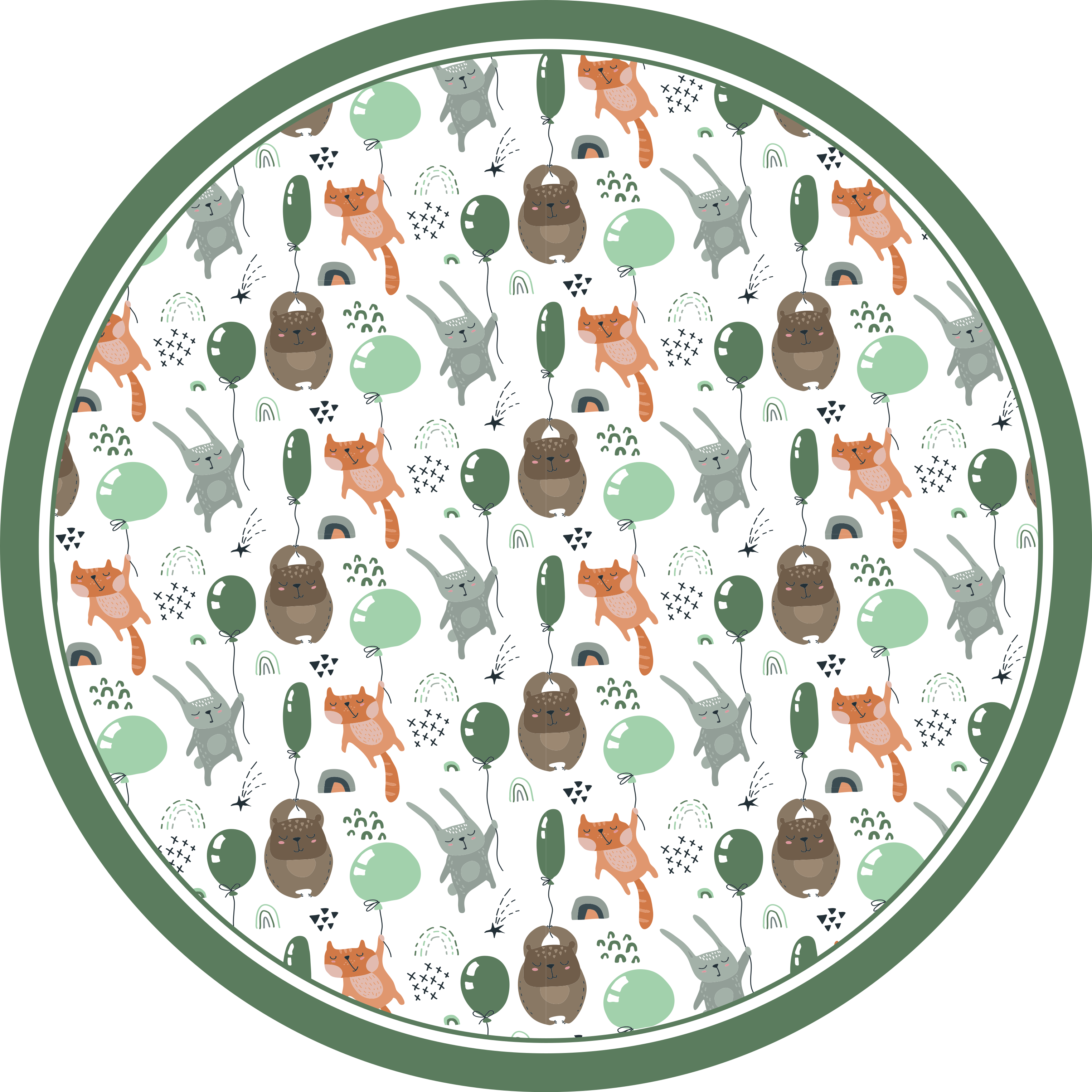 Alfombra de vinilo infantil globos de animales juguetones - TenVinilo