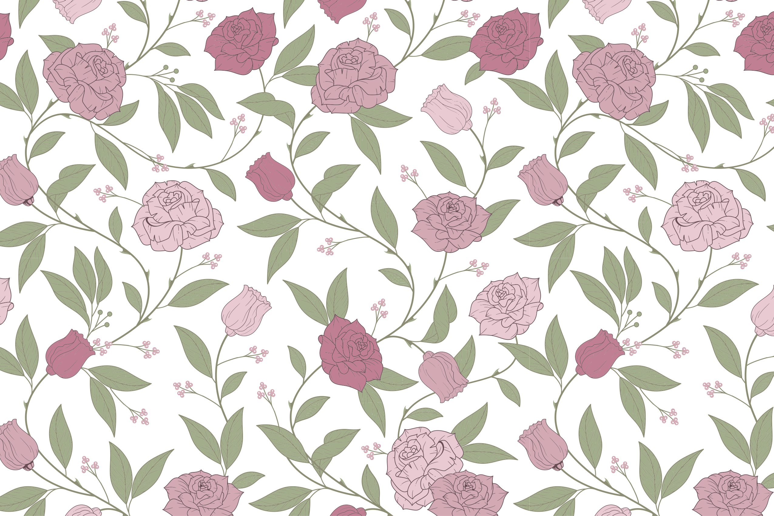 Alfombra vinílica flores elegante patrón de jardín - TenVinilo