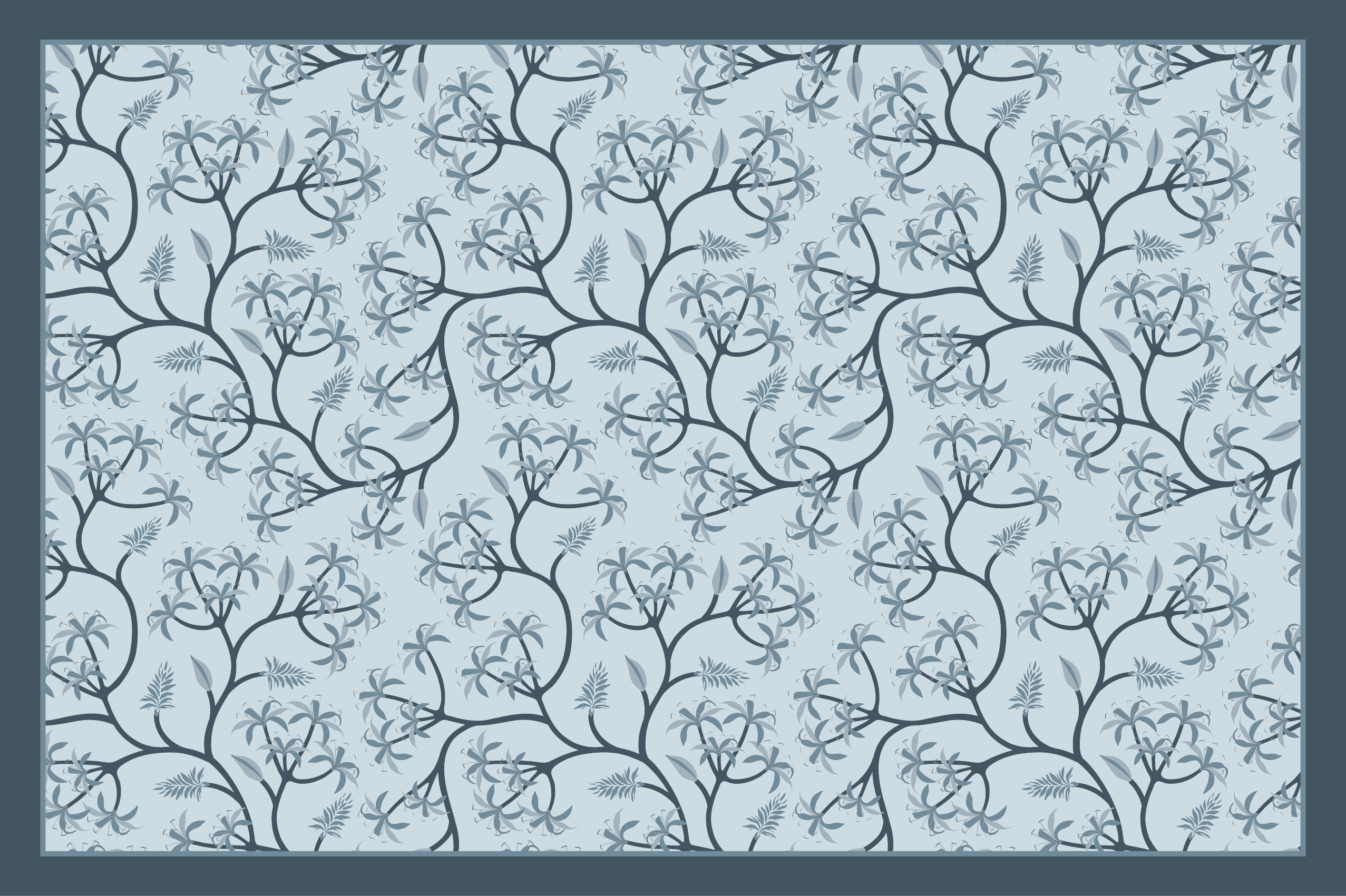 Alfombra vinílica flores patrón de silueta botánica - TenVinilo