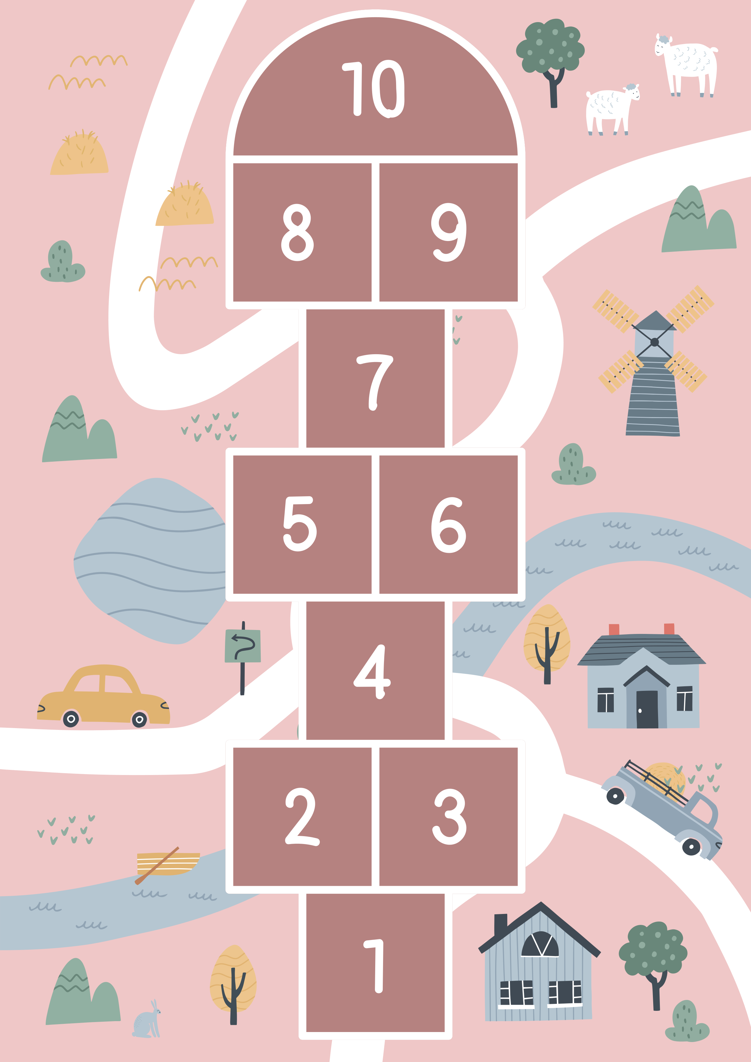 Alfombra vinílica de juegos infantil rayuela divertida - TenVinilo