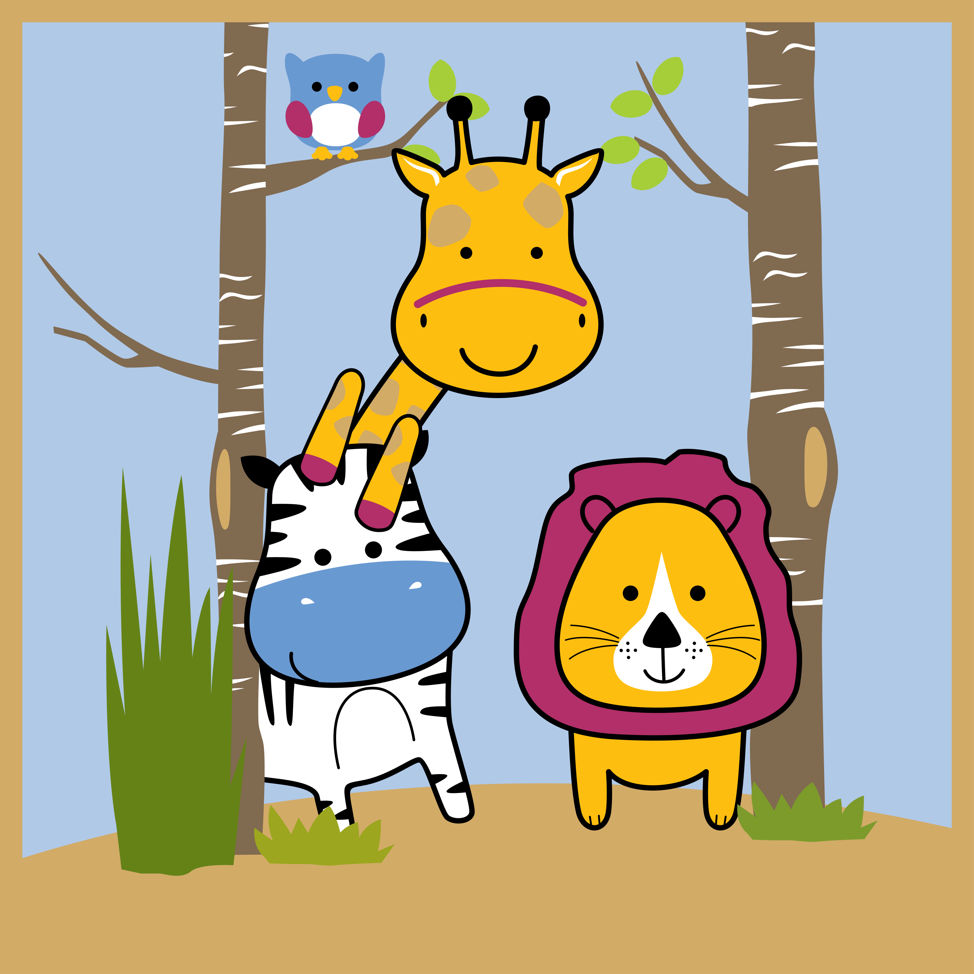 Alfombra de vinilo infantil personajes animales - TenVinilo