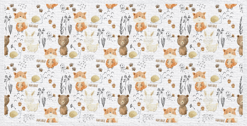 Alfombra de vinilo infantil amigos animales felices - TenVinilo