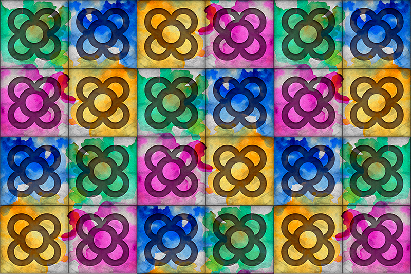 Alfombra de vinilo vintage azulejos de colores brillantes - TenVinilo