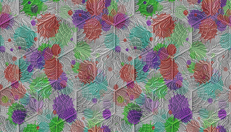 Alfombra vinilo salón los azulejos manchados de Gaudí - TenVinilo