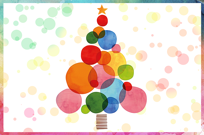 Alfombra vinilo navidad pino acuarela - TenVinilo