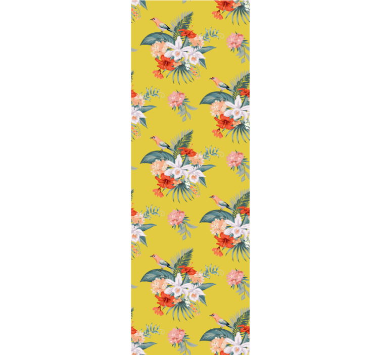 Papel tapiz flores ramo sobre fondo amarillo - TenVinilo