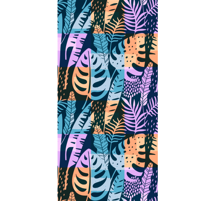 Papel tapiz hojas arte de colores tropicales - TenVinilo